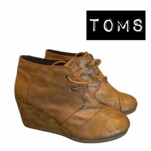 Toms Gold Glitter Metallic Wedge Booties